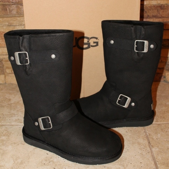 UGG SUTTER MOTO LEATHER BUCKLE BOOTS‎ - Picture 1 of 8